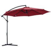 Outsunny Shady Sanctuary: 3m Cantilever Parasol, Patio Hanging Sun Shade with Crank Handle, Wine Red | Aosom UK