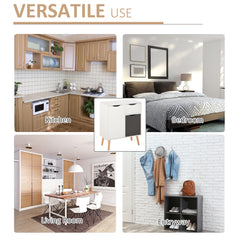 Kozy Sideboard Floor Cabinet Storage Cupboard with Drawer and Solid Wood Legs for Bedroom, Living Room, Entryway, Grey