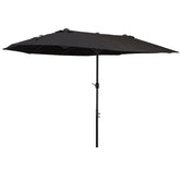 Outsunny Waterproof 4.6m Double-Sided Patio Parasol Sun Umbrella-Black | Aosom UK