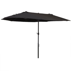 Outsunny Waterproof 4.6m Double-Sided Patio Parasol Sun Umbrella-Black | Aosom UK