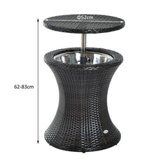 Outsunny Rattan Ice Bucket Table Beer Cooler For Outdoor Patio Party Bar Garden Brown