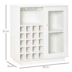 Kozy Modern Wine Cabinet Cupboard with Glass Door, Glass Holder & 20-Bottle Wine Rack for Living Room, Home Bar, Dining Room