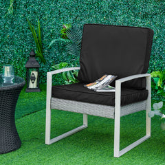 Outsunny Rattan Sofa Chair Cushion Set, 2 Piece, 1 Seat Pad and 1 Back Pillow, for Indoor and Outdoor Use, Black | Aosom UK