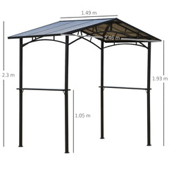 Kozy 8ft x 5ft Outdoor BBQ Protective Gazebo Tent Aluminium Steel Frame w/ 2 Shelves Hardtop Roof Canopy Ground Stakes Safe Cooking