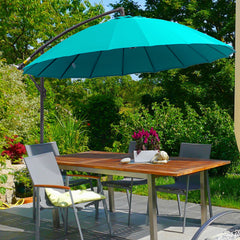 Outsunny Waterproof 3(m) Cantilever Shanghai Parasol Garden Hanging Banana Sun Umbrella w/ Crank Handle, 18 Sturdy Ribs & Cross Base | Aosom UK