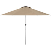 Outsunny Waterproof LED Patio Umbrella, Lighted Deck Umbrella with 4 Lighting Modes, Solar & USB Charging, Khaki | Aosom UK