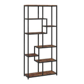 Kozy - Seven-Tier Geometric Bookcase - Brown/Black