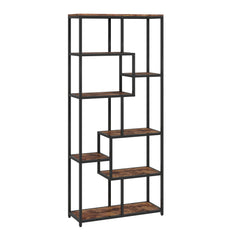 Kozy - Seven-Tier Geometric Bookcase - Brown/Black