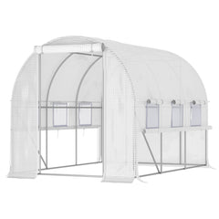Kozy Walk-in Polytunnel Greenhouse Green House with Roll-up Sidewalls, UV-resistant PE Cover, 3 x 2 x 2m, White