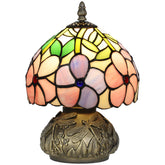 Kozy Tiffany-Style Table Lamp with Sculpted Dragonfly Base, Handcrafted Antique Stained Glass Bedside Lamp for Living Room and Bedroom, E27 Socket, Pink