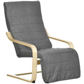 HOMCOM Reclining Lounger: Adjustable Footrest & Removable Cushion for Relaxed Lounging, Dark Grey