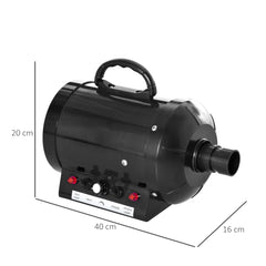 Kozy Dog Hair Dryer Pet Grooming Blaster Dryer Blower Adjustable Temperature Speed with 2.1M Flexible Hose 3 Nozzles - Black