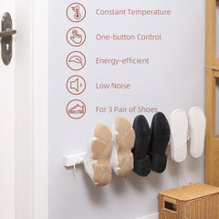HOMCOM 3 Pairs Electric Shoe Dryer, Wall Mounted Shoe Warmers with Constant Temperature for Boots, Leather Shoes, Socks, White