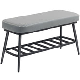 Kozy - PU Leather Shoe Storage Bench - Grey