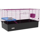 PawHut Chinchillas Small Rabbit Guinea Pig Small Animal Cage, Pet Playhouse, with Platform, Ramp, 99 x 52 x 53cm, Black | Aosom UK