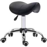 Kozy Cosmetic Stool 360° Rotate Height Adjustable Salon Massage Spa Chair Hydraulic Rolling Faux Leather Saddle Stool Mobility, Black