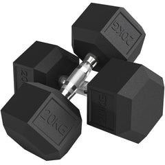 Kozy - 2x20KG Rubber Hex Dumbbell Portable Hand Weights Dumbbell Home Gym