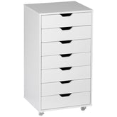 Kozy Seven-Drawer Filing Cabinet, with Wheels - White