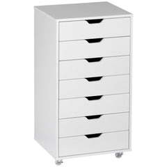 Kozy Seven-Drawer Filing Cabinet, with Wheels - White