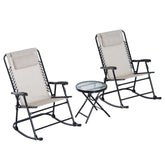 Kozy Three-Piece Rocking Chair Garden Bistro Set - Beige