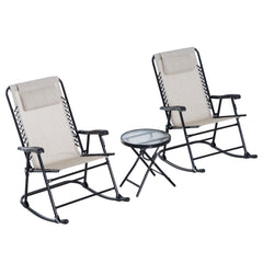 Kozy Three-Piece Rocking Chair Garden Bistro Set - Beige