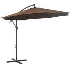 Outsunny 3M Brown Cantilever Umbrella, Hanging Banana Parasol, Steel Frame, for Patio Sun Shade | Aosom UK