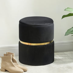 Kozy - Velvet-Feel Storage Ottoman - Black