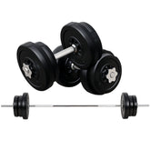 Kozy Dumbbell and Barbell Set with 65kg Adjustable Barbell Weights Set, for Home Gym - Black
