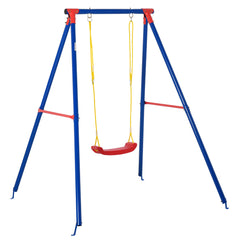 Kozy Kids Swing Set Toddler Swing Adjustable Rope Heavy Duty A-Frame Stand Outdoor Playset for 3-8 Years Old Blue