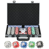 Kozy 400-Piece Poker Chips Set with Lightweight ABS Case, Casino Texas Holdem Poker Set with Mat, 11.5g Numbered Poker Chips, Two Decks of Cards, Dealer, Five Dices, Grey