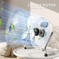 Kozy Metal Floor Fan with 3 Speeds & 120° Adjustable Tilt - Silver Tone