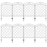 Outsunny Decorative Garden Fencing, 43in x 11.4ft Outdoor Picket Fence Panels, 8PCs Rustproof Steel Wire Landscape Flower Bed Border Edging | Aosom UK
