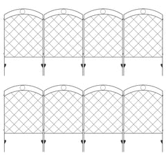 Outsunny Decorative Garden Fencing, 43in x 11.4ft Outdoor Picket Fence Panels, 8PCs Rustproof Steel Wire Landscape Flower Bed Border Edging | Aosom UK