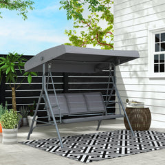 Kozy 3 Seater Swing Chair, Garden Swing Bench with Canopy, Breathable Mesh Seat and Heavy Duty Steel Frame for Patio, Yard, Grey