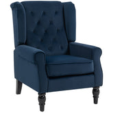 Kozy - Wingback Accent Chair, Retro Upholstered Button Tufted Occasional Chair for Living Room and Bedroom, Dark Blue