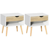 Kozy Set of 2 Bedside Table with Drawer and Shelf
