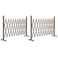 Kozy - Set of 2 Expanding Garden Fencc, Aluminium Freestanding Foldable Picket Fence, 300cmx103.5 cm, Dark Brown