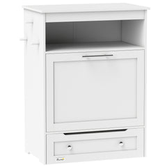 Kozy Pet Feeder Station, Dog, Cat Storage Container, with Raised Bowls, Hanger, Cabinet - White