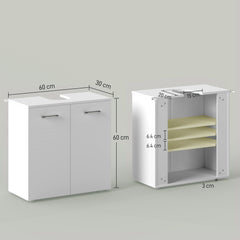 Kozy Under Sink Cabinet, Bathroom Vanity Unit, Pedestal Under Sink Design, Storage Cupboard with Adjustable Shelf, High Gloss, White