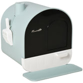 PawHut Hooded Cat Litter Box, Enclosed Kitten Litter Tray with Scoop, Filter & Flap Door, 43x44x47 cm, Green | Aosom UK