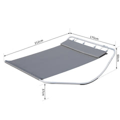 Kozy Rocking Sun Lounger, Double Garden Lounger Sunbed with Headrest Pillows, Texteline Outdoor Rocking Chair Swing Hammock Daybed with Metal Frame for Patio, Terrace, 212 x 175 x 60 cm, Grey