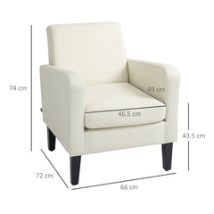 Modern Accent Chair, HOMCOM Single Sofa Occasional Chair with Rubber Wood Legs for Living Room, Bedroom, Cream White | Aosom UK