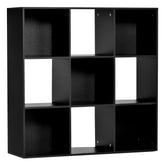 Kozy 3-tier 9 Cubes Storage Unit Particle Board Cupboard Bookcase Organiser Home Office Shelves, Black