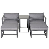 Kozy 5 Piece Garden Aluminium Conversation Sofa Set Patio Furniture Set Outdoor 2 Sofas 2 Footstools End Table with Cushions