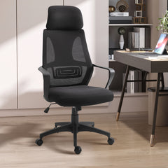 Kozy High Back Office Chair with Headrest, Adjustable Height, Mesh Material for Office Use, Black