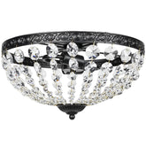Kozy Crystal Chandelier Ceiling Light with 168 Octagonal Beads, Vintage 2-Light Flush Mount Ceiling Light for Living Room, Bedroom, Hallway, Dining Room, Gold Tone