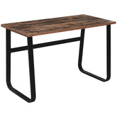 Kozy Computer Table, Writing Desk with Steel Frame and Wood Top, Industrial Home Study Table, 115 x 58 x 74.5cm, Rustic Brown and Black
