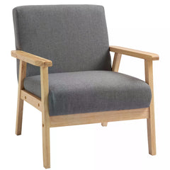 Kozy Minimalistic Wooden Frame Accent Chair, with Padded Seat