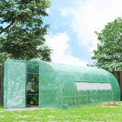 Kozy Large Polytunnel Walk In Greenhouse, Plant Gardening Tunnel Green House with Metal Hinged Door, Galvanised Steel Frame & Mesh Windows, Green (3 x 6 m)
