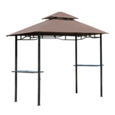 Kozy 2.5x1.5m (8'x5') Grill Gazebo Canopy, Double Tiered Outdoor BBQ Gazebo Shelter with 2 Side Shelves for Garden, Patio, Barbecue, Picnic, Coffee